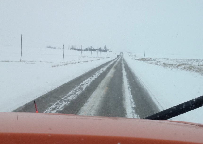 Example of partially covered road